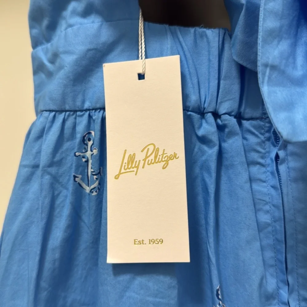 Lilly Pulitzer Charlese Cotton Halter Midi Dress Lunar Blue Womens Size 0 - Picture 11 of 15